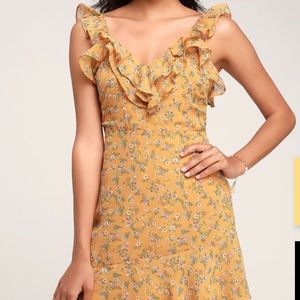 Spring Dream Mustard Yellow Floral Print Dress